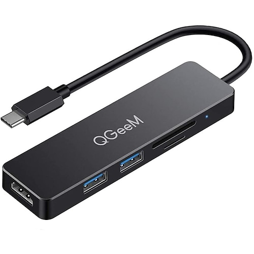 

USB C Hub QGeeM 5 in 1 USB C to HDMI 4K Adapter USB C to USB 3.0 Type C SD/TF Card Reader USB to HDMI Compatible with MacBook Pro 2018 ipad Pro ChromeBook Dell XPS Surface Go