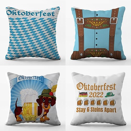 

Oktoberfest Party Double Side Cushion Cover 4PC Soft Decorative Square Throw Pillow Cover Cushion Case Pillowcase for Bedroom Livingroom Superior Quality