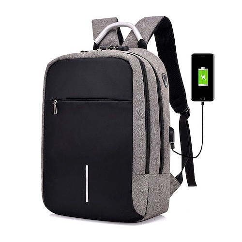 

Men's Backpack Laptop Bag School Bag Rucksack Polyester Large Capacity Waterproof Zipper Causal Outdoor Dark Grey Black Light Gray