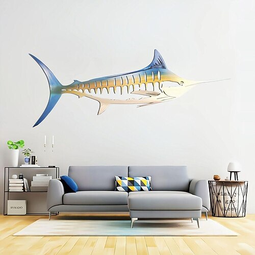 

Fish Shark Wall Sculpture Decor Metal Wall Hanging Decor Art for Home Outdoor Farmhouse Bedroom Living Room Wall Decoration