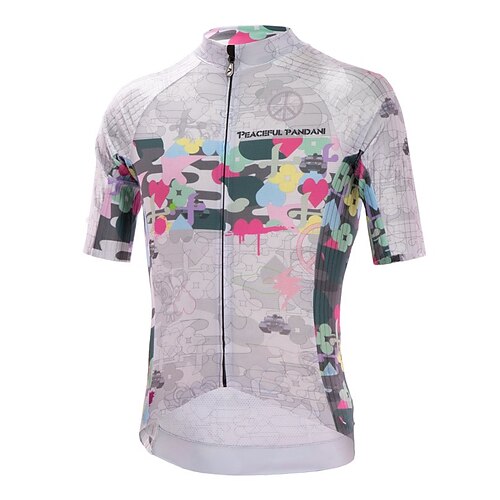 

21Grams Men's Cycling Jersey Short Sleeve Bike Top with 3 Rear Pockets Mountain Bike MTB Road Bike Cycling Breathable Quick Dry Moisture Wicking Reflective Strips Grey Graffiti Polyester Spandex