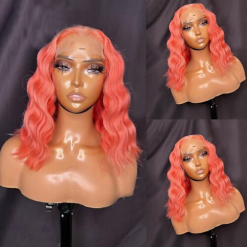 

Remy Human Hair 13x4 Lace Front Wig Free Part Brazilian Hair Deep Wave Pink Wig 130% 150% Density with Baby Hair 100% Virgin Pre-Plucked For Women wigs for black women Short Human Hair Lace Wig