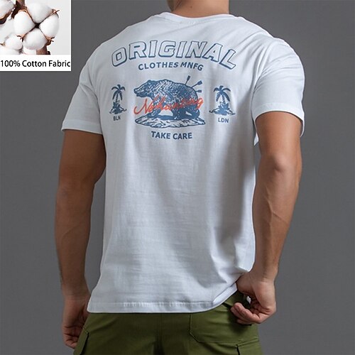 

Men's T shirt Tee Graphic Letter Round Neck White Black Short Sleeve Hot Stamping Street Daily Print Tops Vintage Casual Comfortable / Summer / Spring / Summer