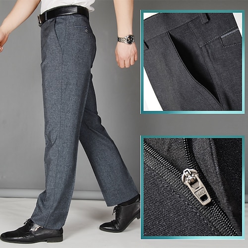 

Men's Dress Pants Chinos Trousers Pocket Solid Color Comfort Breathable Business Casual Daily Fashion Formal Grey Stretchy
