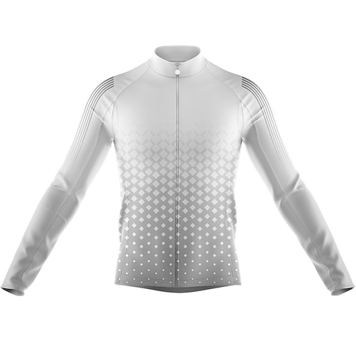 

21Grams Men's Cycling Jersey Long Sleeve Bike Top with 3 Rear Pockets Mountain Bike MTB Road Bike Cycling Breathable Quick Dry Moisture Wicking Reflective Strips White Polka Dot Polyester Spandex