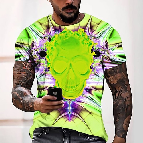 

Men's T shirt Tee Tee Graphic Round Neck Green Blue Pink Short Sleeve 3D Print Casual Daily 3D Print Tops Fashion Cool Designer Comfortable / Summer / Summer