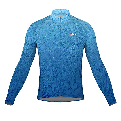 

21Grams Men's Cycling Jersey Long Sleeve Bike Top with 3 Rear Pockets Mountain Bike MTB Road Bike Cycling Breathable Quick Dry Moisture Wicking Reflective Strips Blue Graphic Polyester Spandex Sports