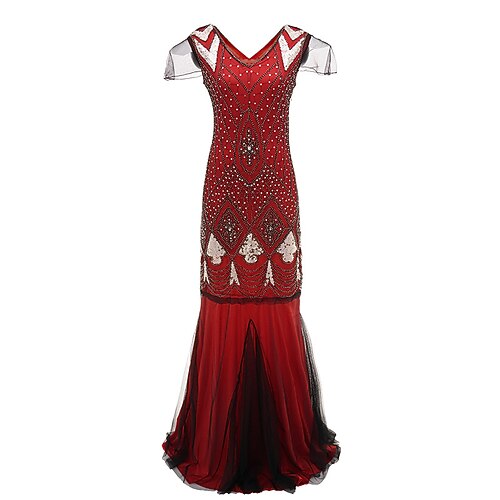 

Women's Bodycon Sheath Dress Knee Length Dress Black Blue Dark Green Red Short Sleeve Polka Dot Sequins Embroidered Beads Fall Winter V Neck Party Stylish Vintage Party Slim 2022 S M L XL