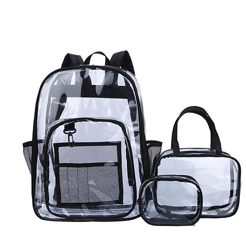 

School Backpack Bookbag Transparent Solid Color for Student Boys Girls Water Resistant Wear-Resistant Large Capacity PVC School Bag Back Pack Satchel 21 inch