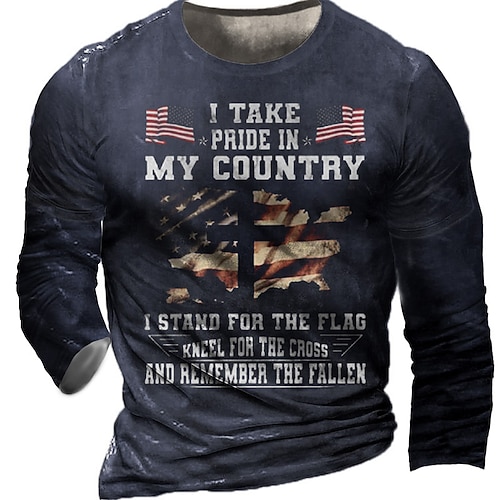 

Men's T shirt Tee Tee Graphic Round Neck Black Army Green Brown Navy Blue Long Sleeve 3D Print Casual Daily Print Tops Fashion Designer Comfortable Big and Tall