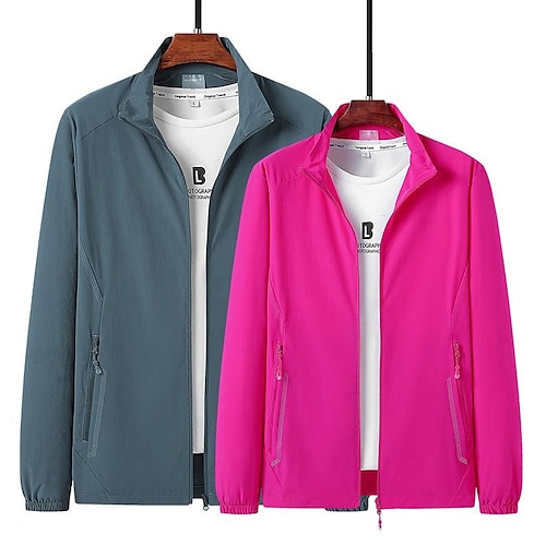 

Men's Women's Hiking Jacket Outdoor Thermal Warm Windproof Fleece Lining Breathable Outerwear Windbreaker Trench Coat Women-Rose Red Women-Pink Men-Black Men-gray Men-Blue / Lightweight