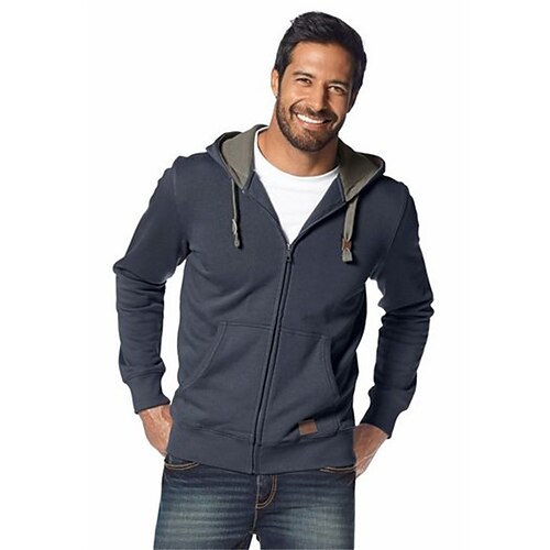 

Men's Full Zip Hoodie Jacket Solid Color Zipper Sports Outdoor Daily Sports Basic Casual Hoodies Sweatshirts Dark Gray