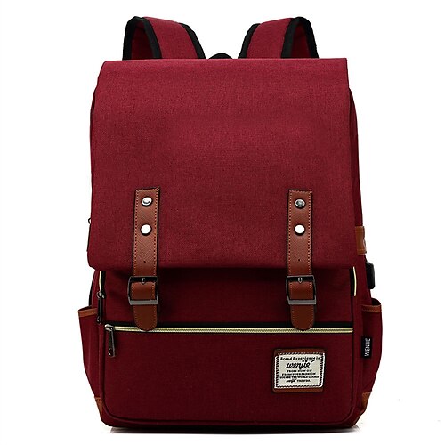 

Teenage Student Schoolbag Usb Men's and Women's Casual Belt Buckle Backpack