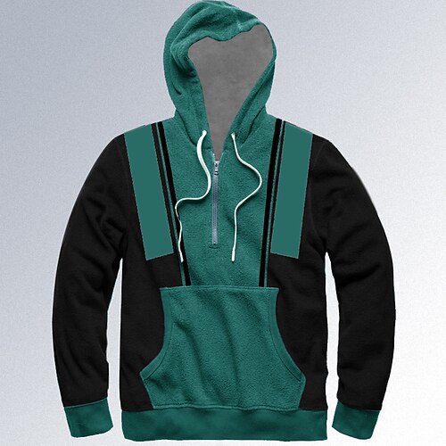 

Men's Unisex Pullover Hoodie Sweatshirt Full Zip Hoodie Color Block Graphic Prints Front Pocket Quarter Zip Print Sports Outdoor Daily Sports 3D Print Designer Casual Hoodies Sweatshirts Green Gray