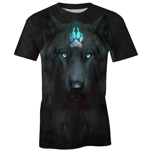 

Men's Unisex T shirt Tee Animal Wolf Graphic Prints Crew Neck Black Short Sleeve 3D Print Outdoor Street Print Tops Sports Designer Classic Big and Tall / Summer / Summer