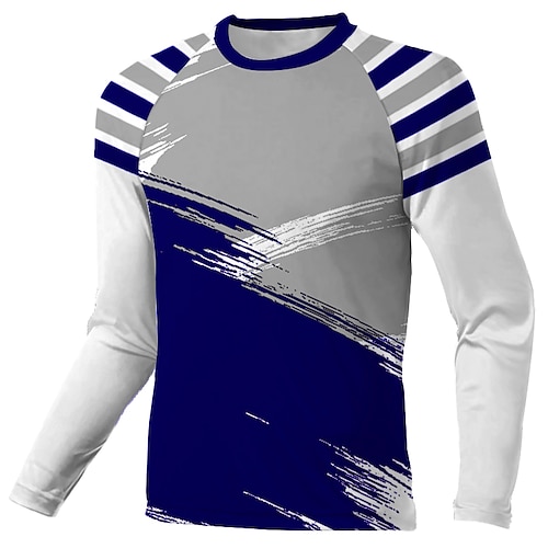 

Men's Downhill Jersey Long Sleeve Dark Blue Stripes Graffiti Bike Breathable Quick Dry Polyester Spandex Sports Stripes Graffiti Clothing Apparel / Stretchy