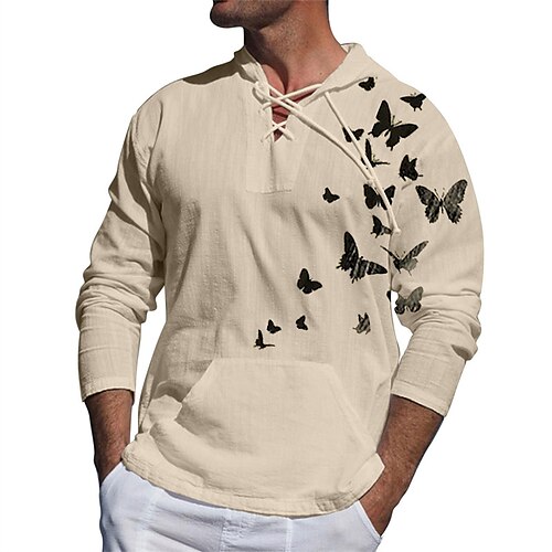 

Men's Unisex Pullover Hoodie Sweatshirt Butterfly Graphic Prints Lace up Print Daily Sports 3D Print Designer Casual Hoodies Sweatshirts Beige