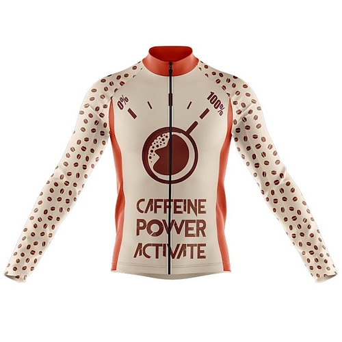 

21Grams Men's Cycling Jersey Long Sleeve Bike Top with 3 Rear Pockets Mountain Bike MTB Road Bike Cycling Breathable Quick Dry Moisture Wicking Reflective Strips Khaki Graphic Polka Dot Polyester