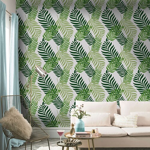 

Green Plants Matte Texture Wallpaper Living Room Tv Background Wall Decoration Waterproof Self-adhesive Wallpaper Wallpaper