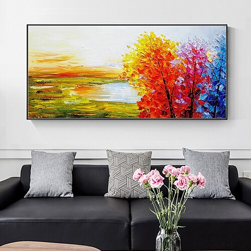 

Mintura Handmade Thick Texture Tree Oil Paintings On Canvas Wall Art Decoration Modern Abstract Landscape Picture For Home Decor Rolled Frameless Unstretched Painting