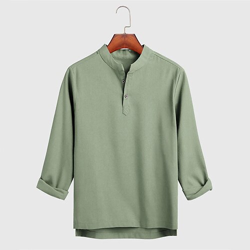 

Per uomo camicia di lino Camicia estiva Camicia da spiaggia Nero Bianco Blu Manica lunga Liscio Henley Primavera & Autunno Giornaliero Hawaiano Abbigliamento Bottone giù