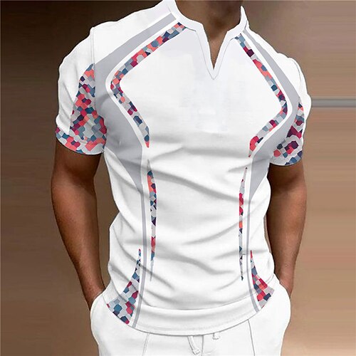 

Men's Unisex T shirt Tee 3D Print Color Block Graphic Prints V Neck Street Daily Print Short Sleeve Tops Designer Casual Big and Tall Sports Gray / Summer