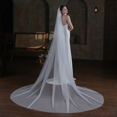 

Two-tier Classic & Timeless / Elegant & Luxurious Wedding Veil Cathedral Veils with Pure Color Tulle