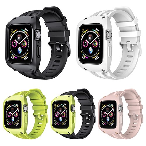 

1PC Smart Watch Band with Case Compatible with Apple iWatch Series 8 7 6 5 4 3 2 1 SE Sport Band for iWatch Smartwatch Strap Wristband Silicone Luxury Multilayer Adjustable