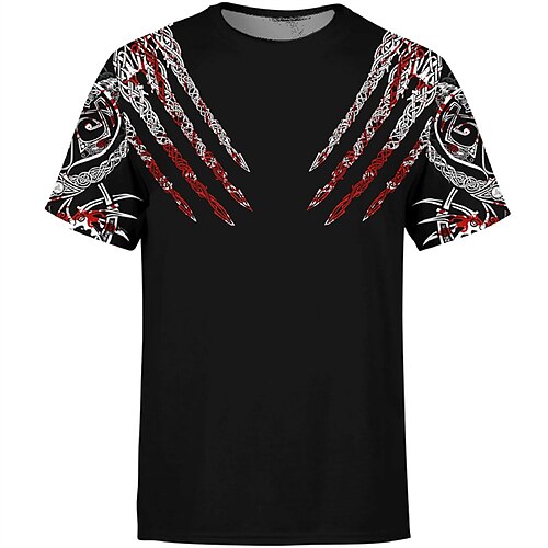 

Men's Unisex T shirt Tee Tribal Graphic Prints Crew Neck Red 3D Print Outdoor Street Short Sleeve Print Clothing Apparel Sports Casual Comfortable Big and Tall / Summer / Summer