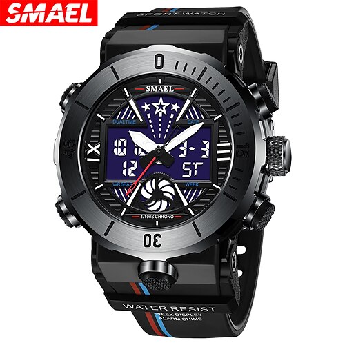 

SMAEL Sport Watch Military Watch For Men Alarm Clock Stopwatch LED Digital Back Light Dual Time Display Men's Watches