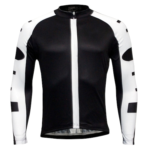 

21Grams Men's Cycling Jersey Long Sleeve Bike Top with 3 Rear Pockets Mountain Bike MTB Road Bike Cycling Breathable Quick Dry Moisture Wicking Reflective Strips White Black Green Color Block Stripes