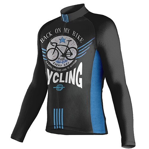 

21Grams Men's Cycling Jersey Long Sleeve Bike Top with 3 Rear Pockets Mountain Bike MTB Road Bike Cycling Breathable Quick Dry Moisture Wicking Reflective Strips Black Graphic Polyester Spandex Sports