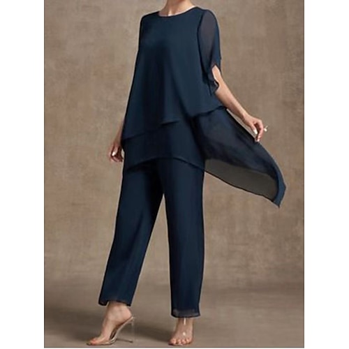 

Women's Streetwear Solid Color Casual Daily Two Piece Set Blouse T shirt Tee Pant Ruffle Tops