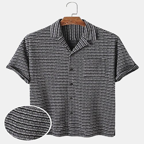 

Men's Seersucker Shirt Solid Color Turndown Beige White Black Street Daily Short Sleeve Button-Down Clothing Apparel Lightweight Soft Breathable Comfortable / Summer / Summer / Sports