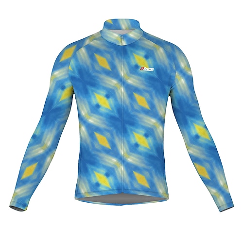 

21Grams Men's Cycling Jersey Long Sleeve Bike Top with 3 Rear Pockets Mountain Bike MTB Road Bike Cycling Breathable Quick Dry Moisture Wicking Reflective Strips Blue Polyester Spandex Sports