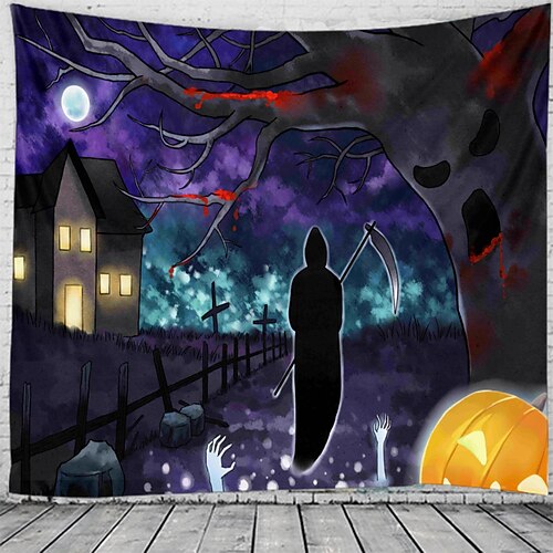 

Halloween Party Wall Tapestry Art Decor Blanket Curtain Hanging Home Bedroom Decoration Polyester Skull