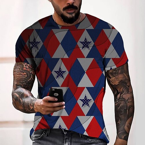 

Men's T shirt Tee Tee Graphic Round Neck Rainbow Short Sleeve 3D Print Casual Daily 3D Print Tops Fashion Cool Designer Comfortable / Summer / Summer