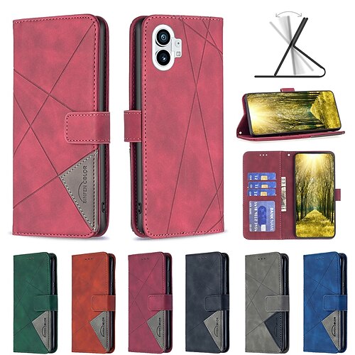 

Phone Case For Nothing Phone 1 Wallet Card Nothing Phone 1 Card Holder Slots Magnetic Flip Kickstand Solid Colored PU Leather