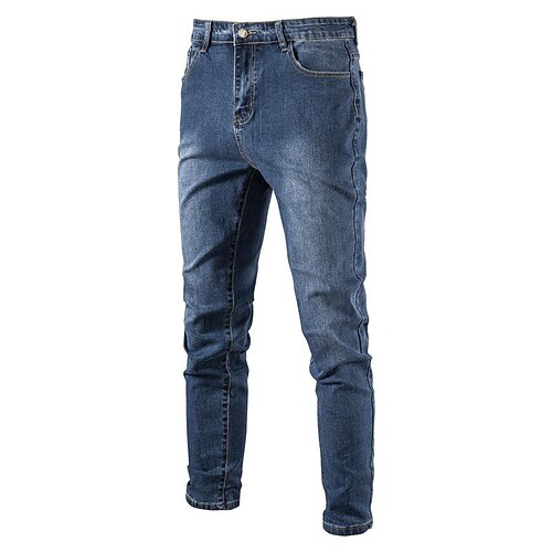 

Per uomo Jeans magro Pantaloni Jeans lavaggio chiaro Pantaloni di denim Tinta unica Comfort Morbido Informale Giornaliero Di tendenza Streetwear Nero Blu scuro Media elasticità