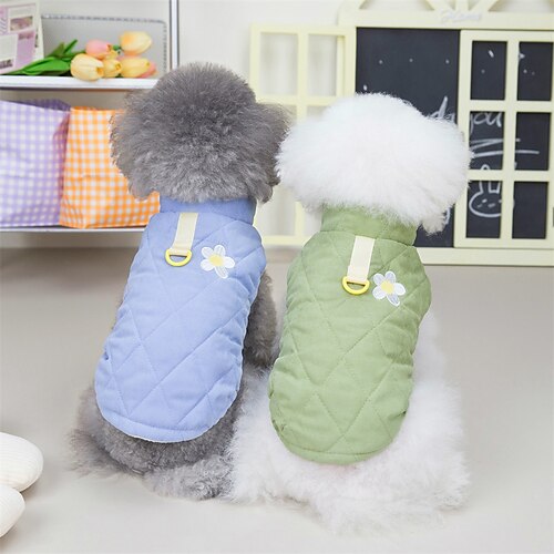 

Dog Cat Coat Solid Colored Flower / Floral Cute Sweet Dailywear Casual Daily Winter Dog Clothes Puppy Clothes Dog Outfits Soft Green Blue Costume for Girl and Boy Dog Polyester Cotton S M L XL 2XL