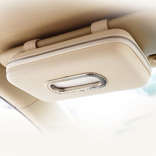 

Cartisen Car Tissue Holder Sun Visor Napkin Holder Car Visor Tissue Holder Luxury PU Leather Backseat Tissue Case Holder