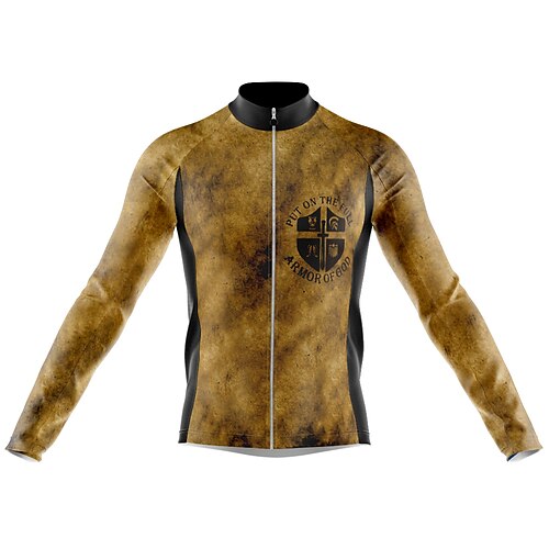 

Men's Cycling Jersey Long Sleeve Bike Jersey with 3 Rear Pockets Mountain Bike MTB Road Bike Cycling Cycling Breathable Ultraviolet Resistant Quick Dry Brown Polyester Sports Clothing Apparel