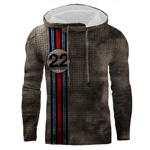 

Men's Unisex Hoodie Pullover Hoodie Sweatshirt Striped Graphic Prints Tartan Print Hooded Daily Sports 3D Print Designer Casual Hoodies Sweatshirts Long Sleeve Brown