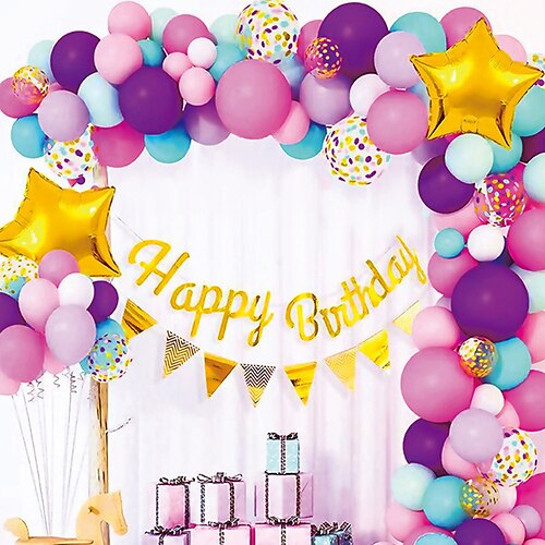 

1 set Birthday Happy Birthday Festival / Party Banner Garland Balloon for Gift Decoration Party 18 inch Emulsion