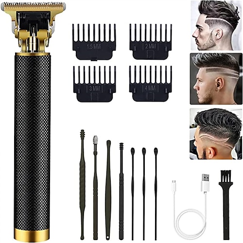 

Hair Clippers for Men Professional Hair Trimmer T Blade Trimmer Zero Gapped Trimmer Cordless Rechargeable Beard Trimmer Shaver Hair Cutting Kit with Guide Combs (Black)