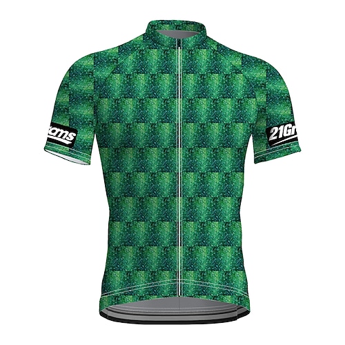 

21Grams Men's Cycling Jersey Short Sleeve Bike Top with 3 Rear Pockets Mountain Bike MTB Road Bike Cycling Breathable Quick Dry Moisture Wicking Reflective Strips Green Graphic Polyester Spandex
