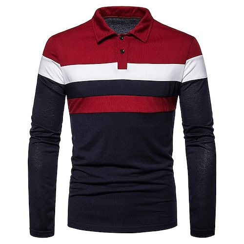 

Men's Golf Shirt Tennis Shirt Breathable Quick Dry Moisture Wicking Long Sleeve T Shirt Regular Fit Stripes Spring Autumn Gym Workout Tennis Golf / Micro-elastic / Lightweight