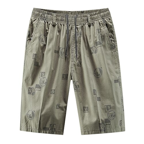 

Men's Chic Modern Casual / Sporty Chinos Shorts Zipper Pocket Multiple Pockets Elastic Drawstring Design Knee Length Pants Casual Beach Micro-elastic Graphic Prints Geometry Comfort Breathable Mid