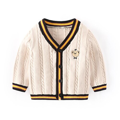 

Kids Girls' Sweater Bear Daily Long Sleeve Fashion Cotton 2-8 Years Winter Navy Blue Beige