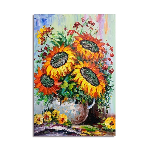 

Oil Painting Handmade Hand Painted Wall Art Abstract Sunflowers Canvas Painting Home Decoration Decor Stretched Frame Ready to Hang